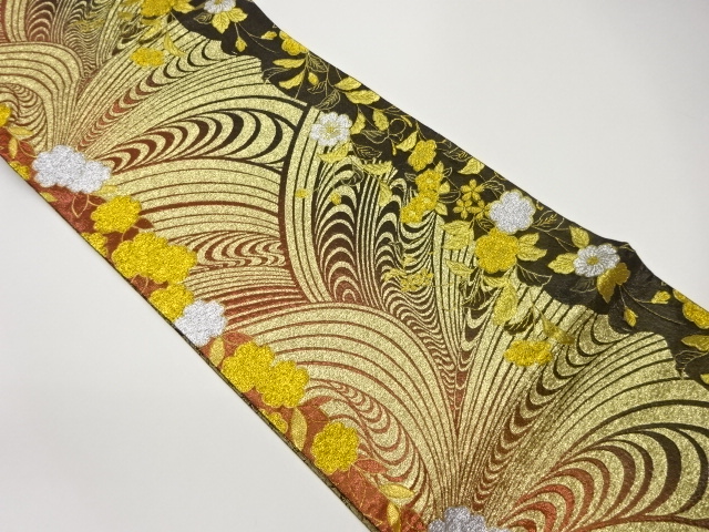 JAPANESE FUKURO OBI / WOVEN FLORAL PLANTS